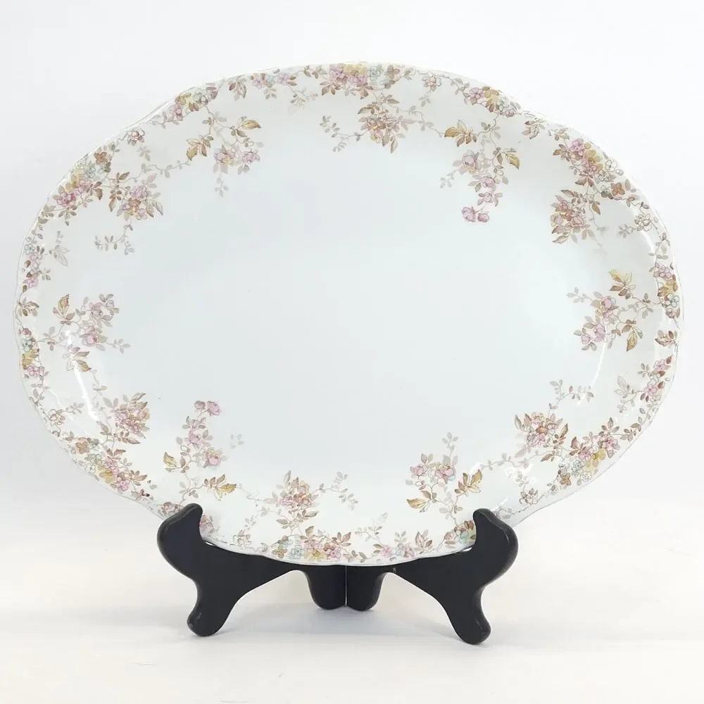 Antique Ridgeways Oval Platter Tray Pink Ditsy‎ Floral Valentines Wall Decor 16